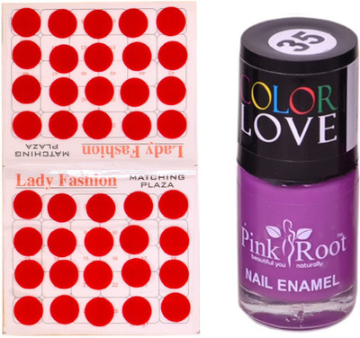 

Pink Root Nail Polish No. 35 (15ml) Lady Fashion No. 07 Red Bindi(Set of 2)