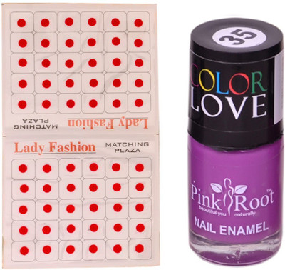 

Pink Root Nail Polish No. 35 (15ml) Lady Fashion No. 08 Red Bindi(Set of 2)