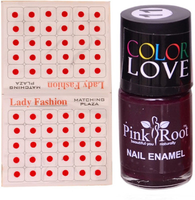 

Pink Root Nail Polish No. 11 (15ml) Lady Fashion No. 08 Red Bindi(Set of 2)