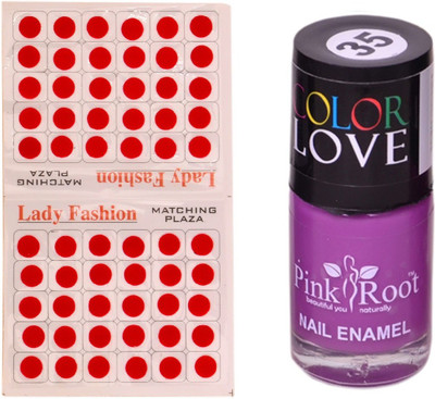 

Pink Root Nail Polish No. 35 (15ml) Lady Fashion No. 09 Red Bindi(Set of 2)