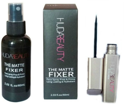 

Huda Beauty COMBO OF MATTE MAKEUP FIXER SPRAY FOR LONG LASTING MAKEUP(for all skins) with long lasting waterproof eyeliner(Set of 2)