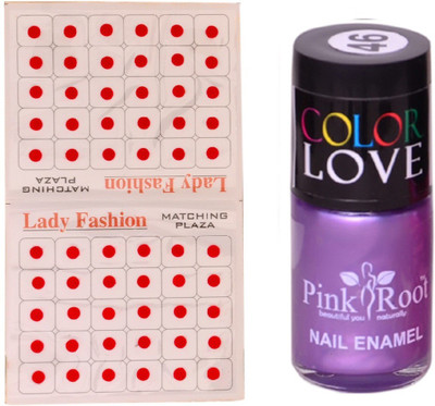 

Pink Root Nail Polish No. 46 (15ml) Lady Fashion No. 08 Red Bindi(Set of 2)