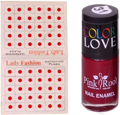 

Pink Root Nail Polish No. 31 (15ml) Lady Fashion No. 08 Red Bindi(Set of 2)