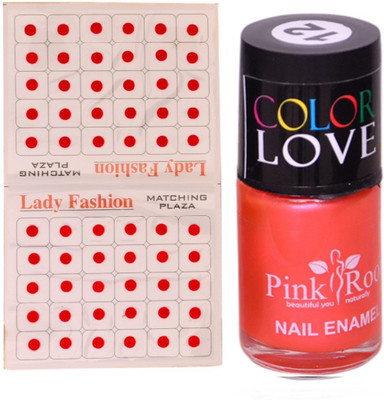 

Pink Root Nail Polish No. 12 (15ml) Lady Fashion No. 08 Red Bindi(Set of 2)