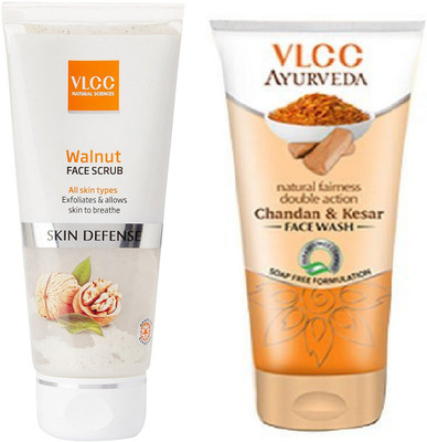 

VLCC Walnut scrub 80gm + Chandan & Kesar face wash 100ml(Set of 2)