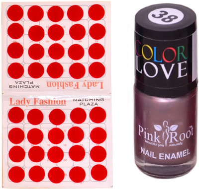 

Pink Root Nail Polish No. 38 (15ml) Lady Fashion No. 07 Red Bindi(Set of 2)