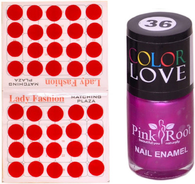Pink Root Nail Polish No. 36 (15ml) Lady Fashion No. 07 Red Bindi(Set of 2)