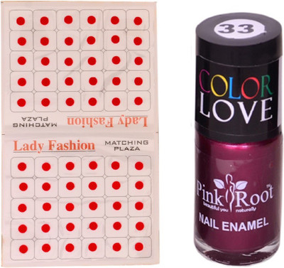

Pink Root Nail Polish No. 33 (15ml) Lady Fashion No. 08 Red Bindi(Set of 2)