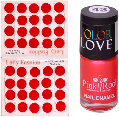 

Pink Root Nail Polish No. 43 (15ml) Lady Fashion No. 07 Red Bindi(Set of 2)