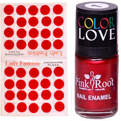 

Pink Root Nail Polish No. 01 (15ml) Lady Fashion No. 07 Red Bindi(Set of 2)