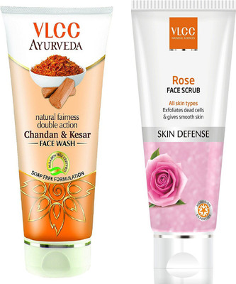 

VLCC Chandan & Kesar face wash 100ml + Rose face scrub 80gm(Set of 2)