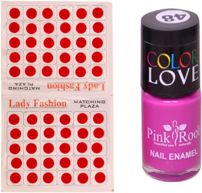 

Pink Root Nail Polish No. 48 (15ml) Lady Fashion No. 09 Red Bindi(Set of 2)
