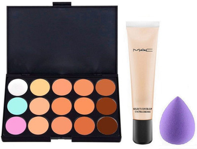 

9 to 5 Sponge Puff, 15 shades Concealer Palette & Select Cover-up Cache Cernes Foundation(Set of 3)