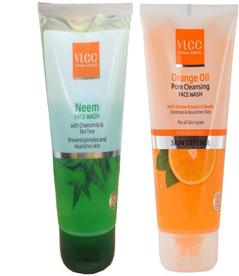 

VLCC Neem face wash 150ml + Orange face wash 150ml(Set of 2)