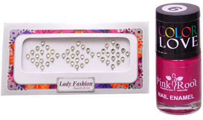 

Pink Root Nail Polish No. 09 (15ml) Lady Fashion No. 06 Stone Bindi(Set of 2)