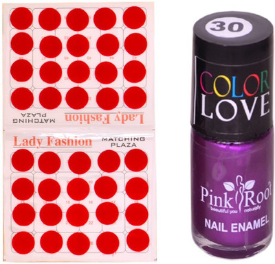 

Pink Root Nail Polish No. 30 (15ml) Lady Fashion No. 07 Red Bindi(Set of 2)