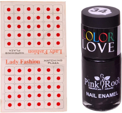 

Pink Root Nail Polish No. 34 (15ml) Lady Fashion No. 08 Red Bindi(Set of 2)