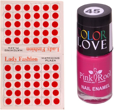 

Pink Root Nail Polish No. 45 (15ml) Lady Fashion No. 09 Red Bindi(Set of 2)