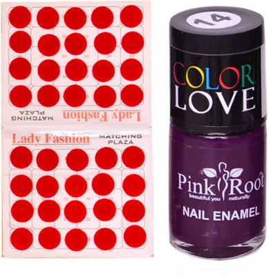 

Pink Root Nail Polish No. 14 (15ml) Lady Fashion No. 07 Red Bindi(Set of 2)