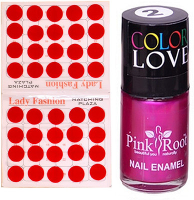 

Pink Root Nail Polish No. 02 (15ml) Lady Fashion No. 07 Red Bindi(Set of 2)