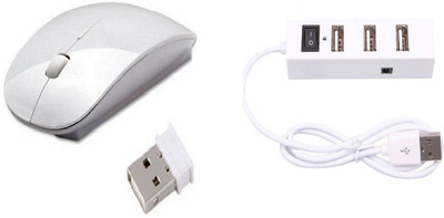 

Oxza Power Switch 4 Port USB Hub With Ultra Slim Wireless Mouse White Combo Set