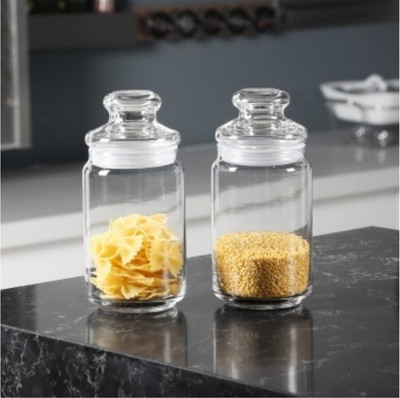 Ocean Pop Jar With Glass Lid - 650 ml Glass Grocery Container(Pack of 2, Clear)