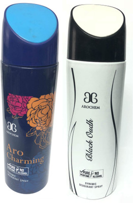 

Arochem Charming and Black Oudh Deodorant Spray - For Men & Women(400 ml, Pack of 2)