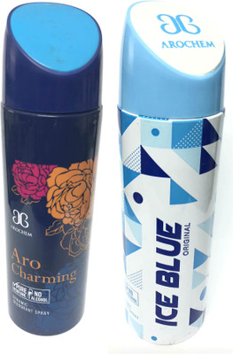 

Arochem Charming and Ice Blue Deodorant Spray - For Men & Women(400 ml, Pack of 2)