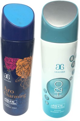 

Arochem Charming and H2o Deodorant Spray - For Men & Women(400 ml, Pack of 2)