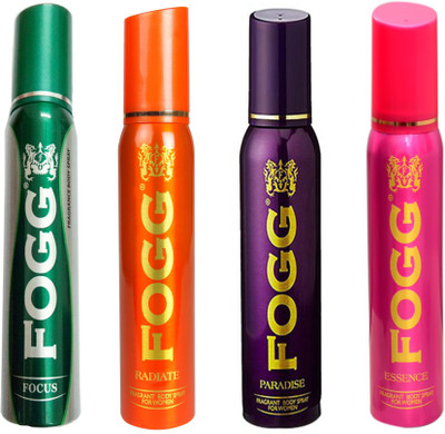 

Fogg ESSENCE DEODORANT 120 ML+PARADISE DEODORANT 120 ML+RADIATE DEODORANT 120 ML+FOCUS DEODORANT 120 ML Deodorant Spray - For Men & Women(120 ml, Pack of 4)