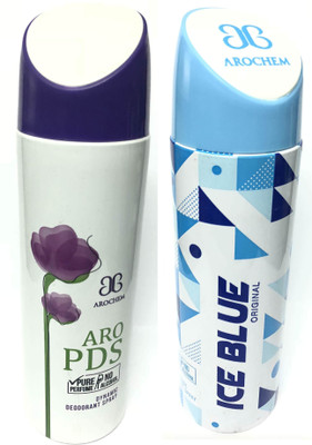 

Arochem Pds and Ice Blue Deodorant Spray - For Men & Women(400 ml, Pack of 2)
