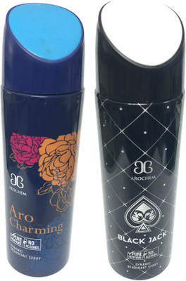 

Arochem Charming and Black Jack Deodorant Spray - For Men & Women(400 ml, Pack of 2)
