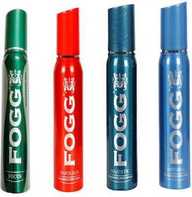

Fogg NAPOLEON DEODORANT 120 ML+MAJESTIC DEODORANT 120 ML+IMPERIAL DEODORANT 120 ML+FOGG FOCUS DEODORANT 120 ML Deodorant Spray - For Men & Women(120 ml, Pack of 4)