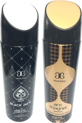 

Arochem Black Jack and Magnet Deodorant Spray - For Men & Women(400 ml, Pack of 2)