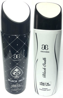

Arochem Black Oudh and Black Jack Deodorant Spray - For Men & Women(400 ml, Pack of 2)