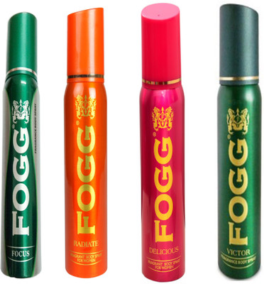 

Fogg VICTOR DEODORANT 120 ML+DELICIOUS DEODORANT 120 ML+RADIATE DEODORANT 120 ML+FOCUS DEODORANT 120 ML Deodorant Spray - For Men & Women(120 ml, Pack of 4)