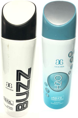 

Arochem Buzz and H2o Deodorant Spray - For Men & Women(400 ml, Pack of 2)