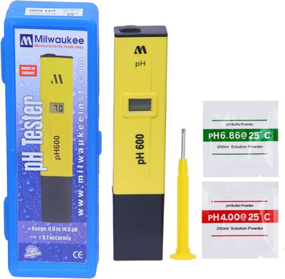 

BalRama Milwaukee Instruments pH600 pH Meter Pocket PH Tester ph 600 with Box & Buffer Powder Solution Digital PH Meter pH Hydrotester Handheld Portable Pen Type Water Quality Tester For Measuring & Testing Applications Such As Hydroponics & Gardening, Po