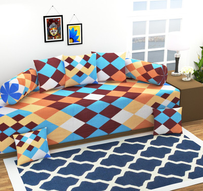 AEROHAVEN Cotton Checkered Diwan Set(Multicolor)