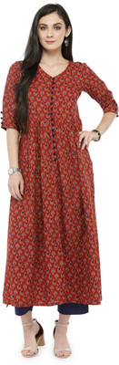 Varanga Women Printed A-line Kurta(Red)