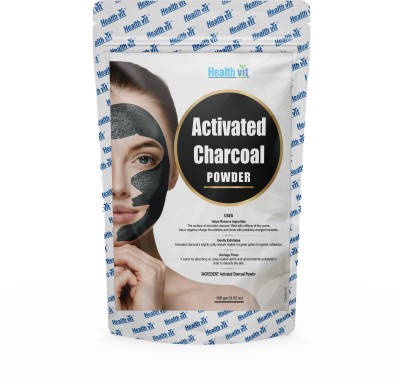 HealthVit Activated Charcoal Powder 100g(3.52 oz) |Face Mask | Black Head Removal Mask | Skin Treatment | Skin Care(100 g)