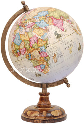 

entice selections GL-505A Antique Handcrafted Globe With Wooden Base Details - Gift Item - Home Decor - Office Product- 8 inch educational world globe World Globe World Globe(large Blue)
