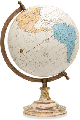 

entice selections GL-511A Antique Handcrafted Globe With Wooden Base Details - Gift Item - Home Decor - Office Product- 8 inch educational World Globe World Globe(large White)