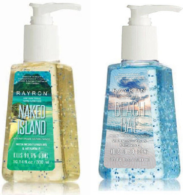 

Rayron Hand Sanitizer Combo Pack of 2 Naked Island 300ml and Beach Bae 300ml(600 ml, Bottle)