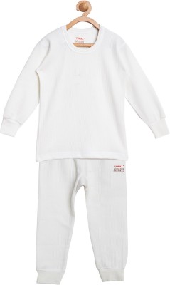 VIMAL JONNEY Top - Pyjama Set For Boys(White, Pack of 2)