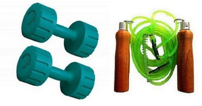 

PEANA GREEN COLOR 5KG VINYL PLASTIC DUMBELL AND GREEN COLOR WOODEN HANDLE SKIPPING ROPE Gym & Fitness Kit
