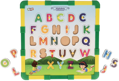 

SHRIBOSSJI Kirat 2 in 1 Wooden Educational Alphabet Puzzle with Snake and Ladders (Dice and Token Included)(Multicolor)