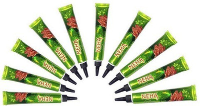 

SUKH SAMRIDDHI Neha tube Herbals Fast Henna Hina Heena Mehandi Strong & Stable Dark Red Tube Tubes Natural Mehendi(Pack of 10)