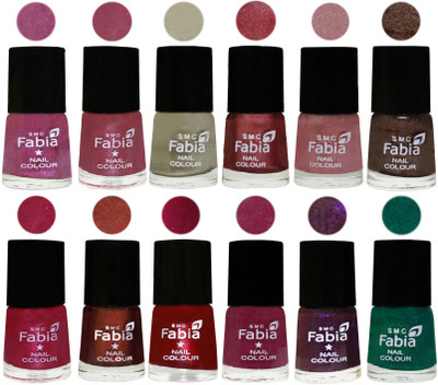 

Fabia Premium Shine & Glossy Nail Polish Collection Shades (12 Pcs Combo) Rani-Pink Maroonish-Oyster-Nude Pink-Light pink-Dark Brown-Cherry Pink-Berry-Dark Magenta-Rose Pink-Dark Purple-Green(Pack of 12)
