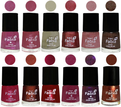 

Fabia Premium Collection 12 Piece Color Nail Polish Shades Rani-Pink Maroonish-Oyster-Nude Pink-Light pink-Dark Brown-Cherry Pink-Berry-Dark Magenta-Rose Pink-Dark Purple-Light Jerry Coffee(Pack of 12)